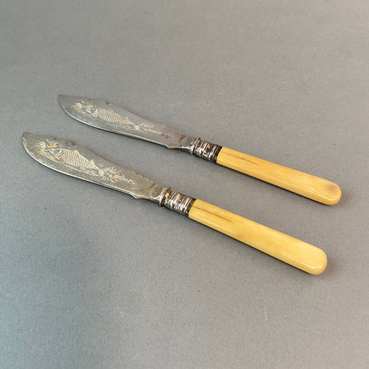 Vintage Bone Handle Fish Knifes-set of 2