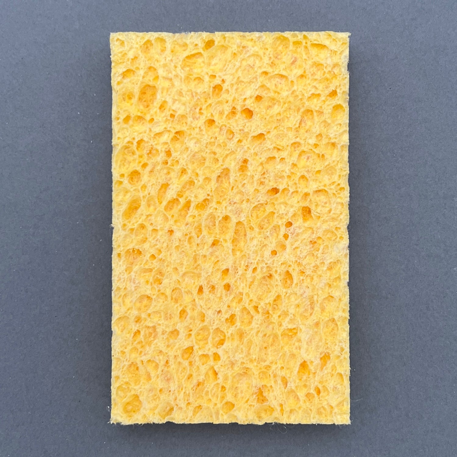 The backside of a rectangular kitchen sponge