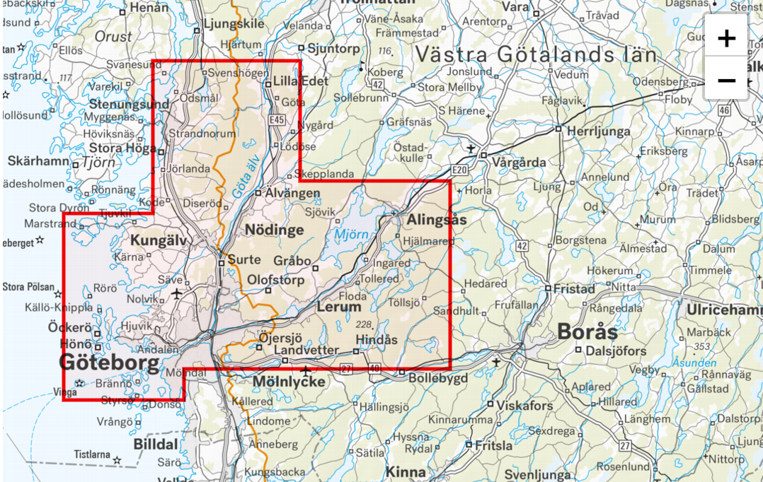 A map of north Gothenburg